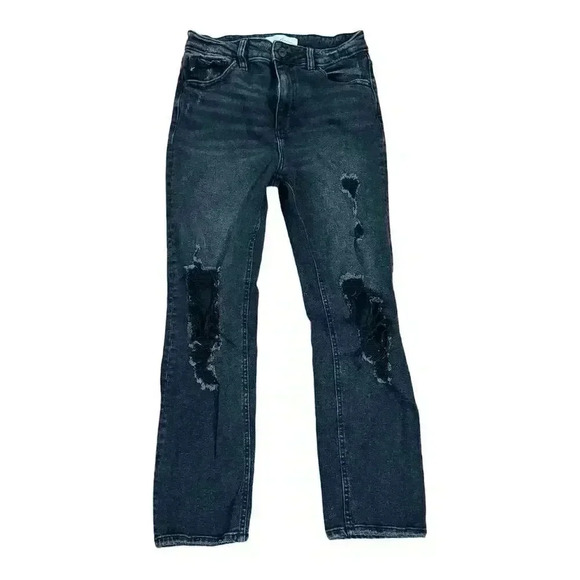 KanCan Women's High Rise Distressed Black Straight Leg Jeans Size 11 - Picture 1 of 7